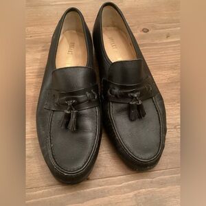 STUART HOLMES MENS 10D BLACK LEATHER CLASSIC TASSEL LOAFERS